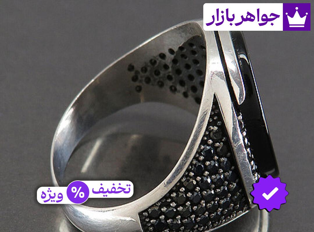 انگشتر نقره عقیق سیاه زیبا مردانه میکروستینگ