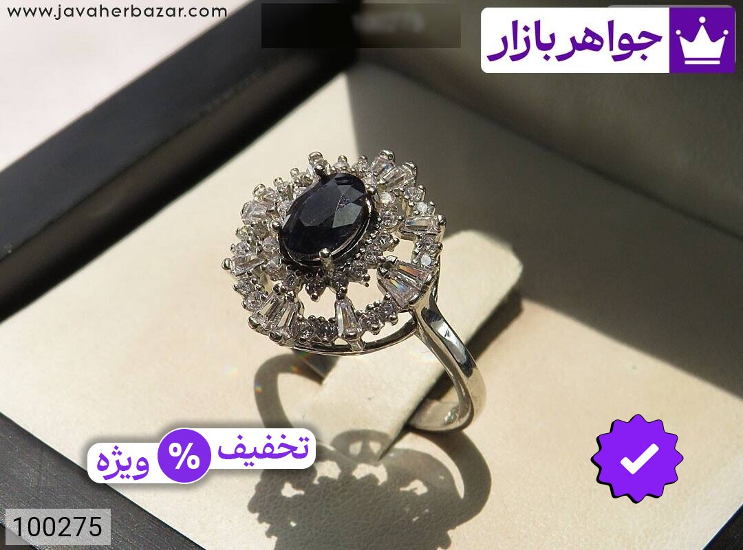 انگشتر نقره یاقوت آفریقایی سیاه طرح هانیه زنانه