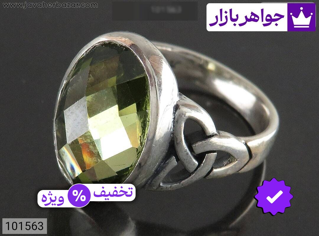 انگشتر نقره زبرجد سنتاتیک حداکثر تا سایز 50 بچه گانه