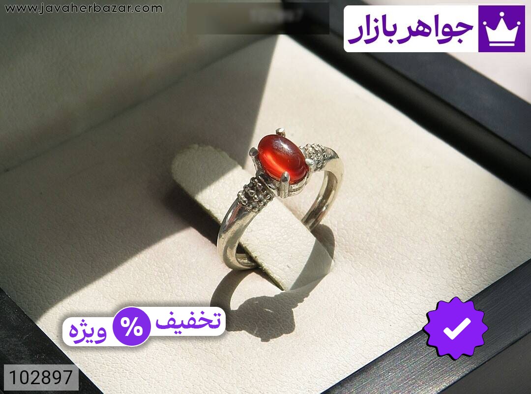 انگشتر نقره عقیق نارنجی بچه گانه