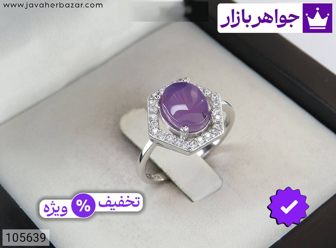 انگشتر نقره عقیق یمنی سوسنی طرح خاص زنانه