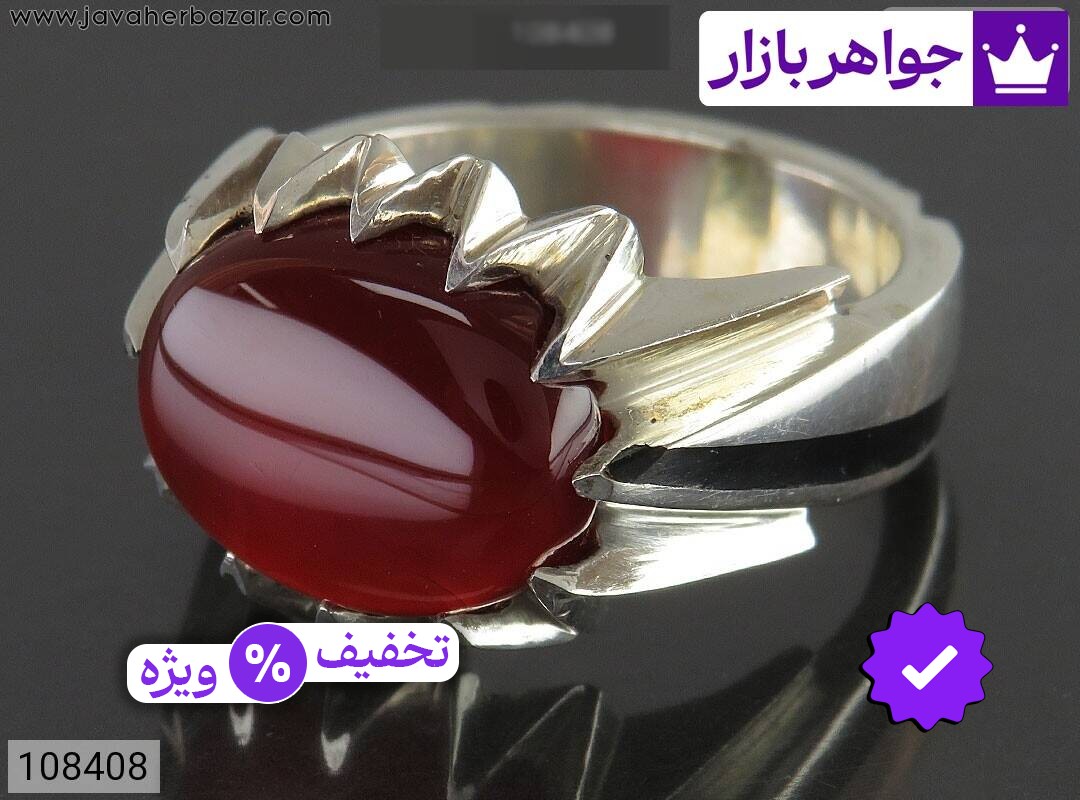 انگشتر نقره عقیق یمنی لوکس مردانه دست ساز
