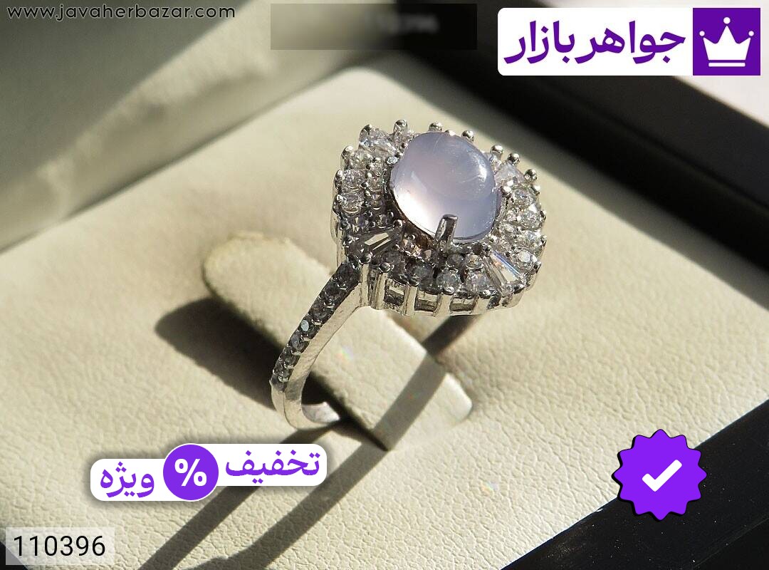 انگشتر نقره عقیق یمنی سوسنی طرح مهگل زنانه