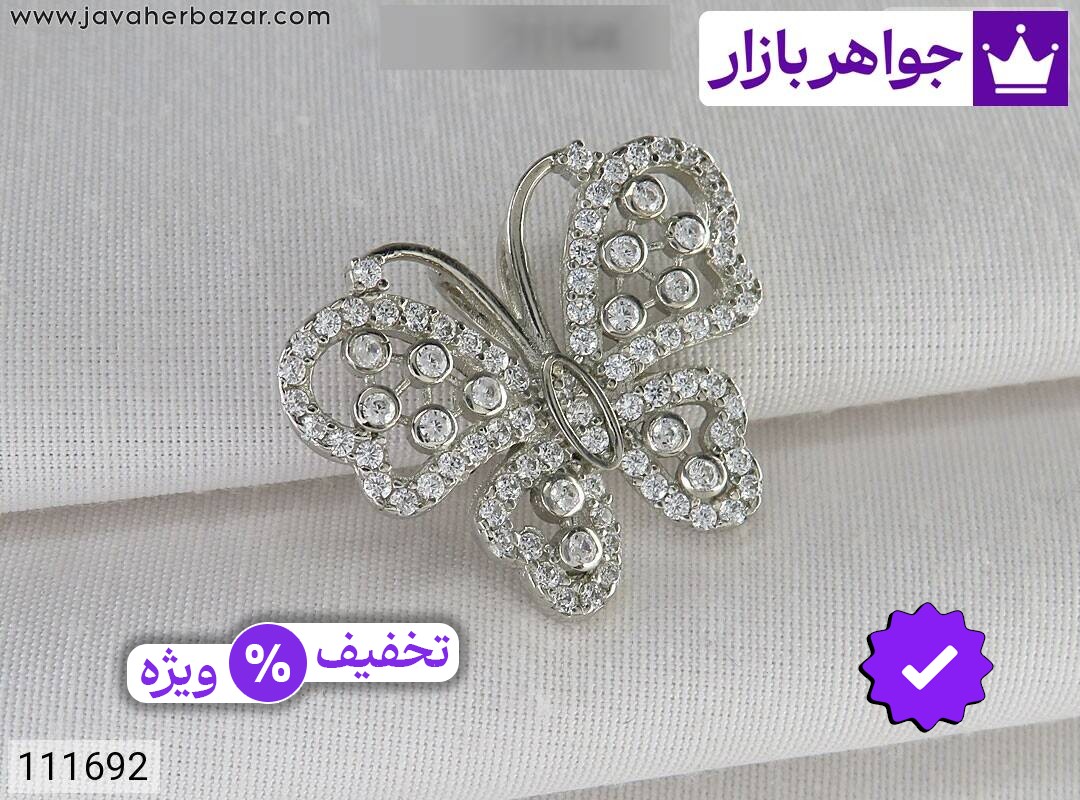 مدال نقره زنانه گردنبند نقره طرح پروانه زنانه