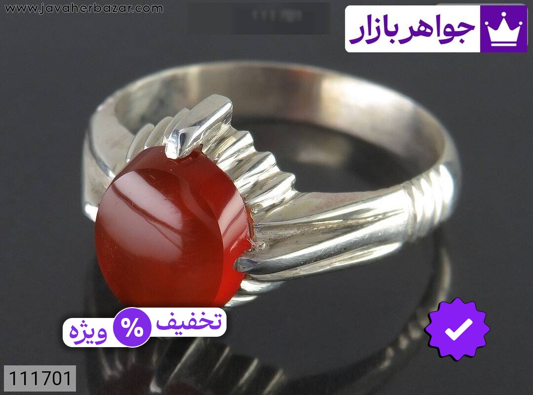 انگشتر نقره عقیق یمنی چهارچنگ مردانه