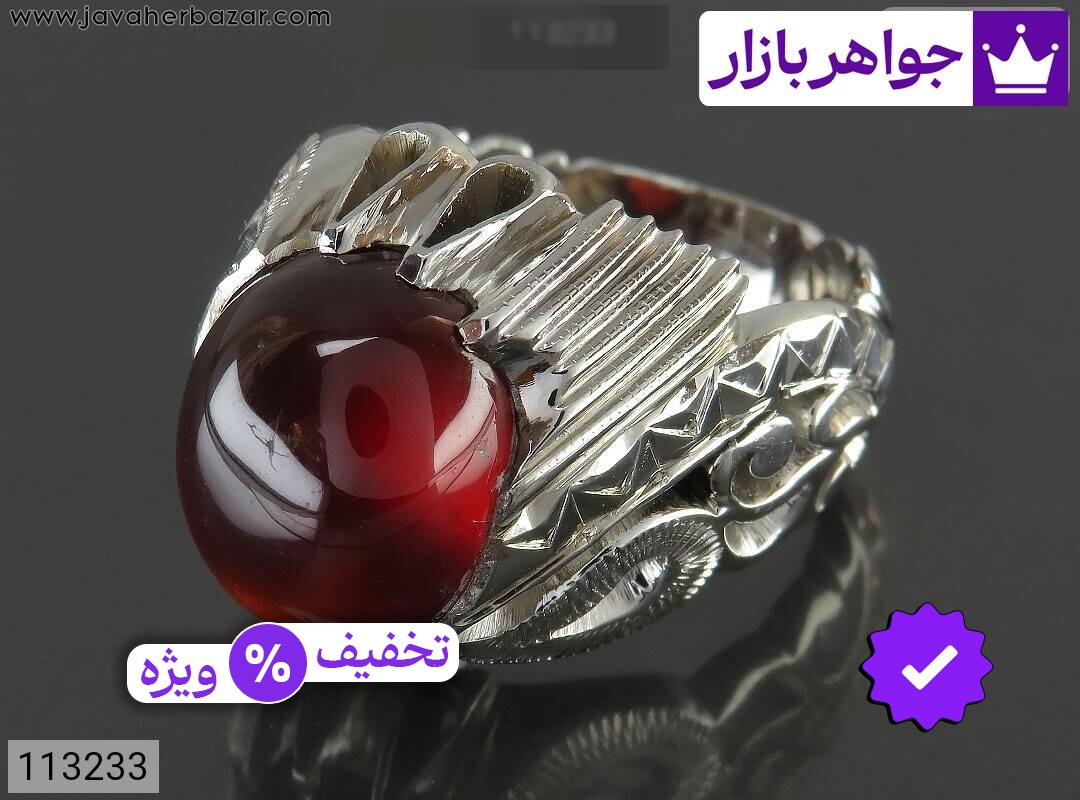 انگشتر نقره گارنت دامله مردانه