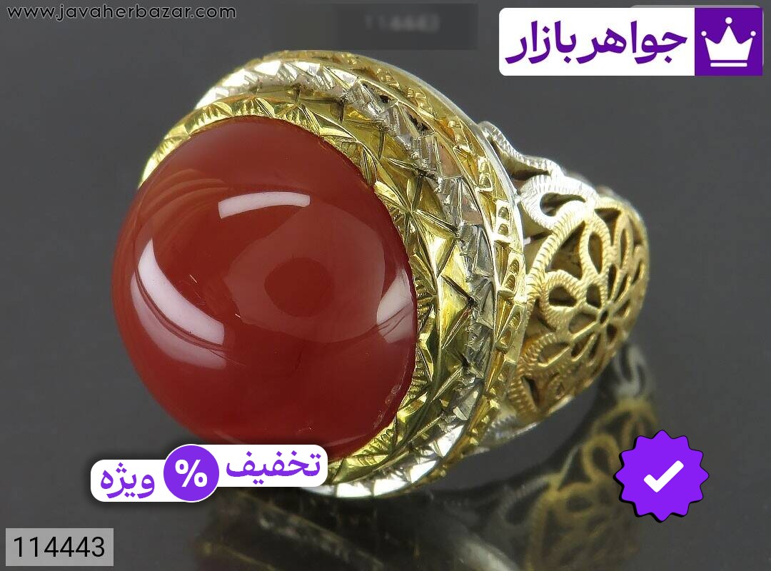 انگشتر نقره عقیق یمنی درشت بسیار فاخر مردانه دست ساز