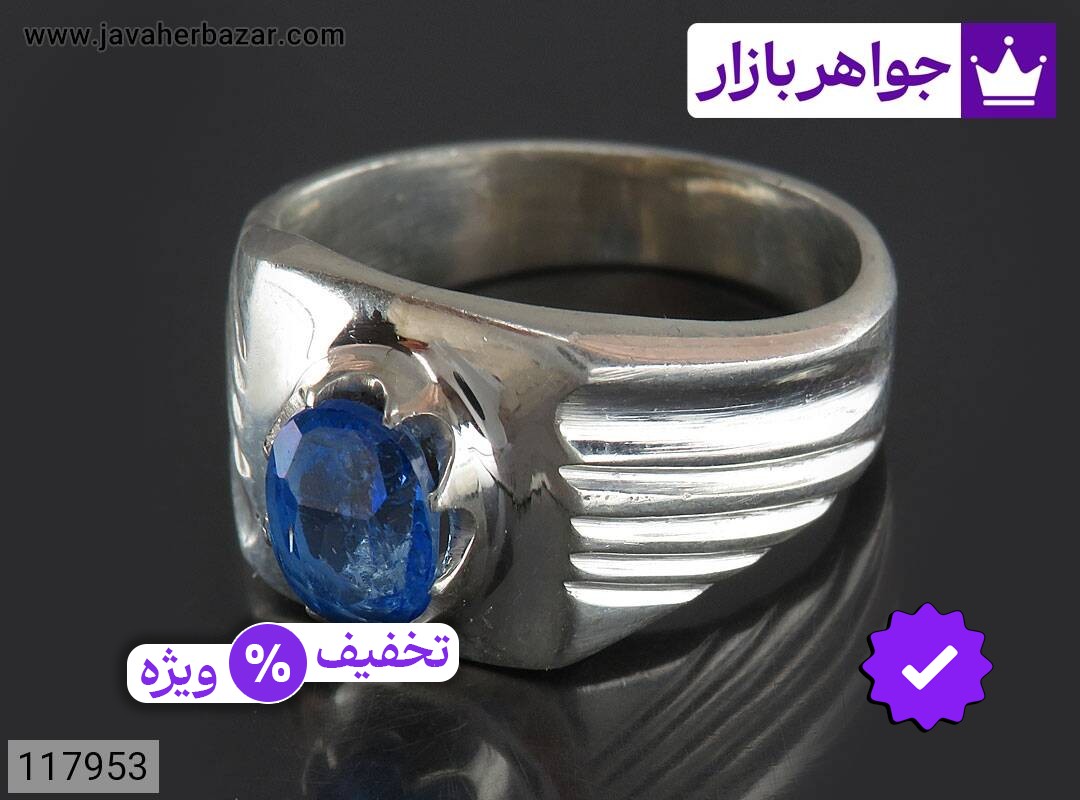 انگشتر نقره توپاز زیبا مردانه دست ساز