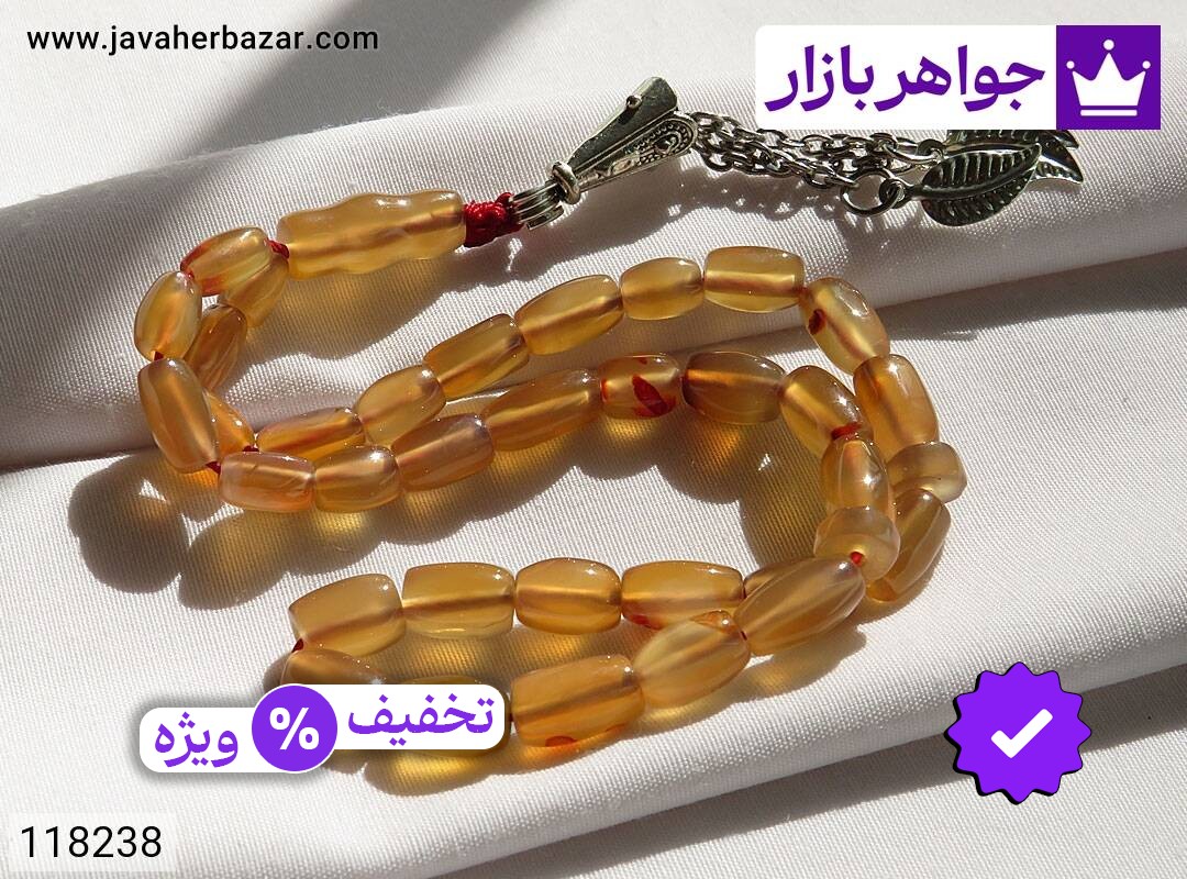 تسبیح عقیق یمنی نارنجی 33 دانه لوکس