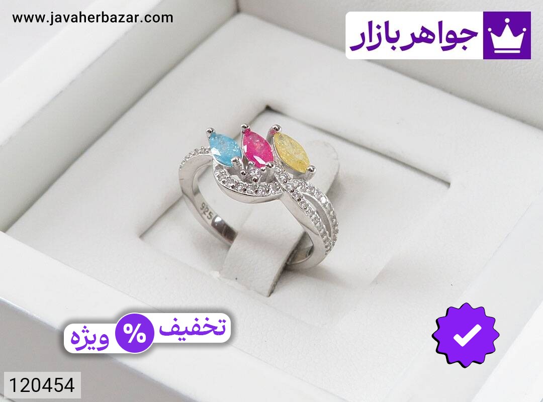 انگشتر یاقوت سنتاتیک زنانه انگشتر نقره یاقوت سنتاتیک زنانه