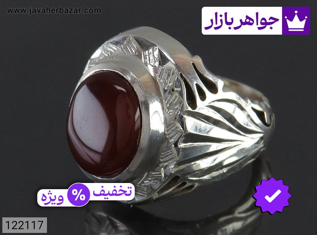 انگشتر نقره عقیق یمنی شیک مردانه دست ساز