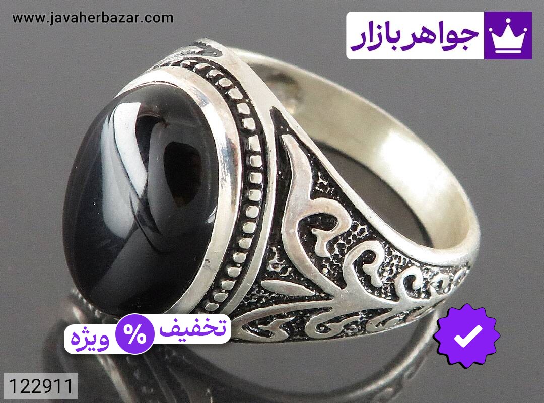 انگشتر نقره عقیق سیاه دامله مردانه