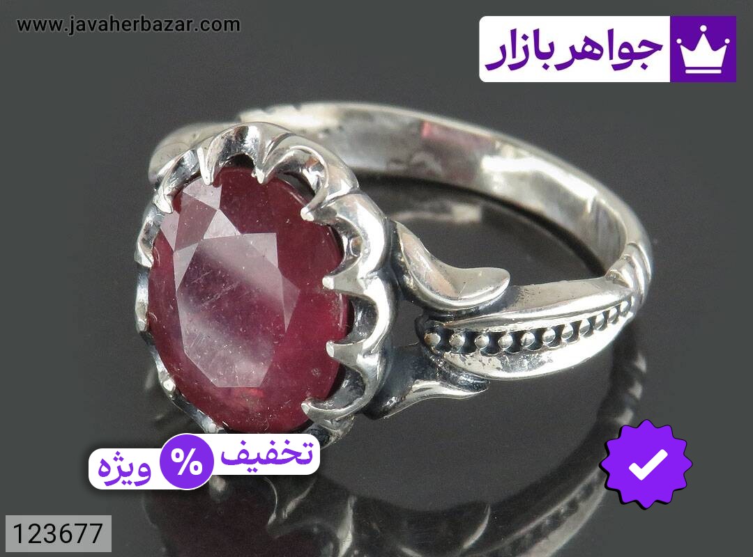 انگشتر نقره یاقوت قرمز جذاب مردانه