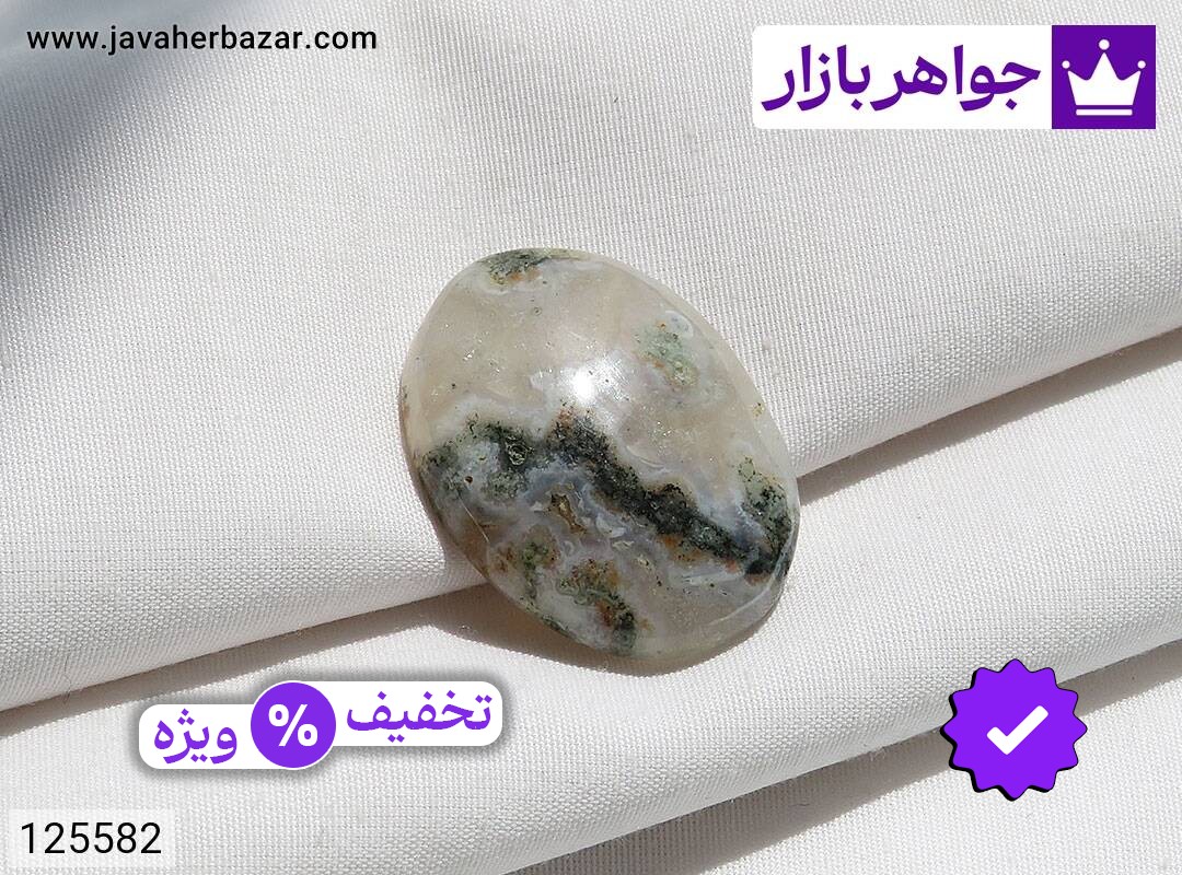 نگین عقیق خزه ای سفید