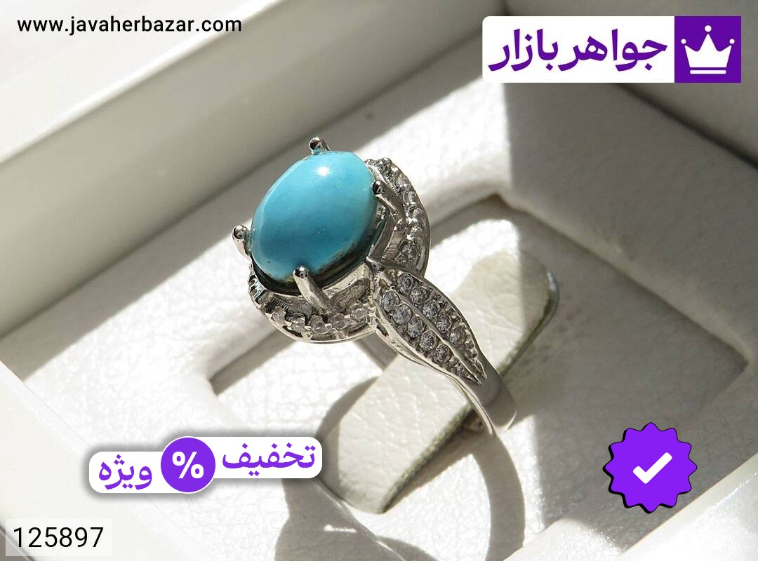 انگشتر نقره فیروزه نیشابوری طرح درسا زنانه