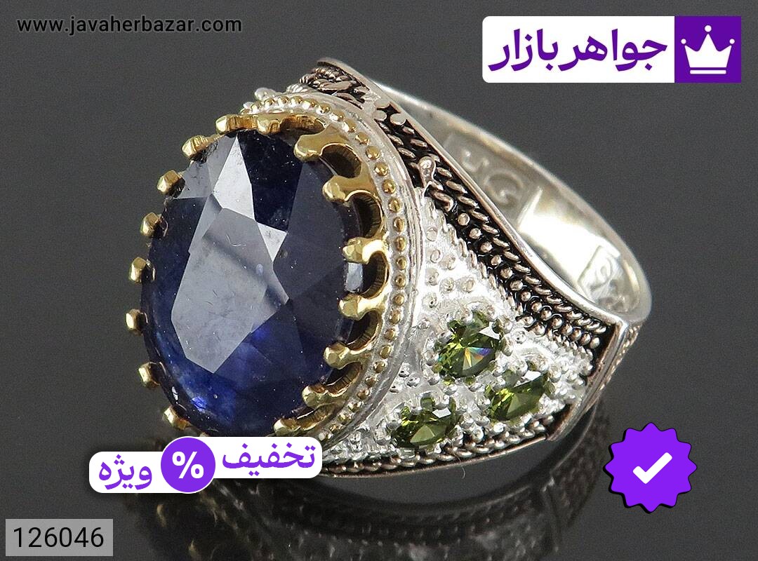 انگشتر نقره یاقوت مردانه تاج برنجی