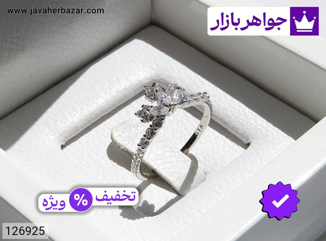 انگشتر نقره طرح تاج زنانه