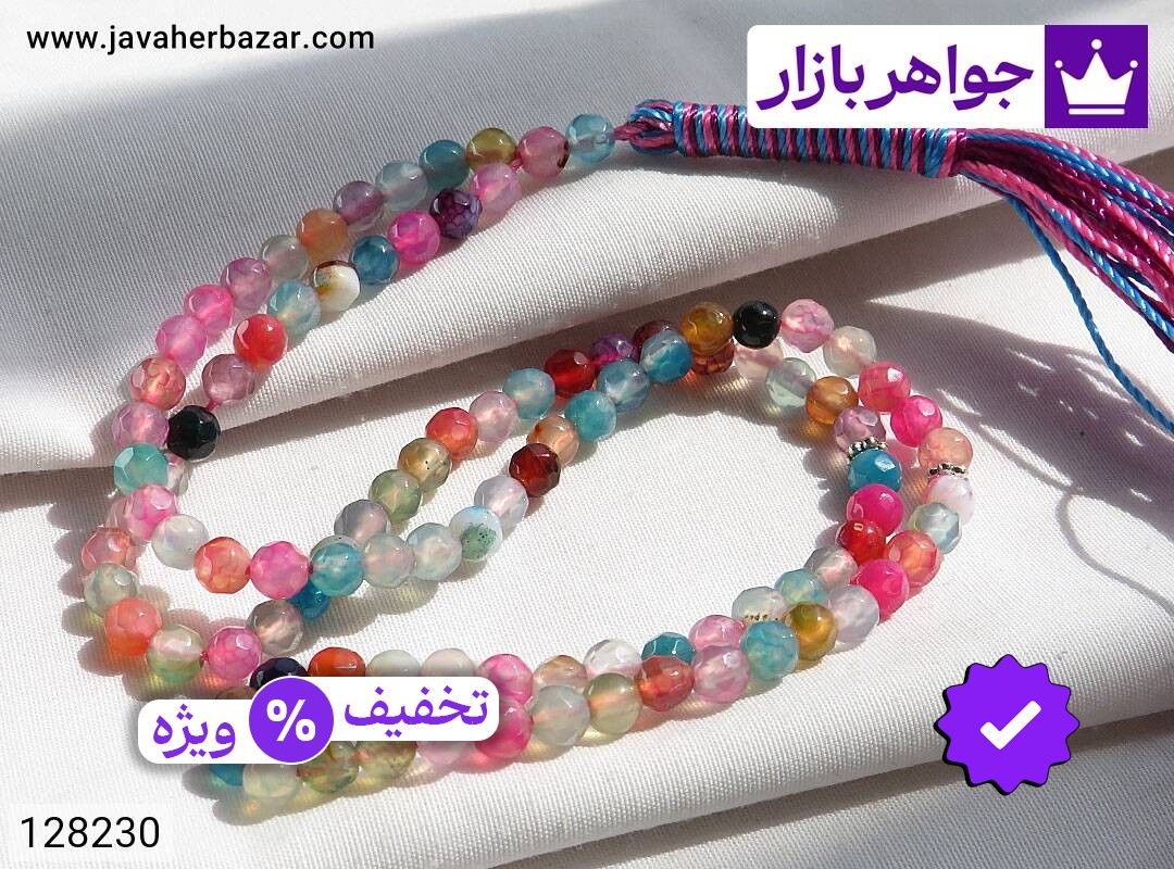 تسبیح عقیق تراش دار رنگارنگ 101 دانه