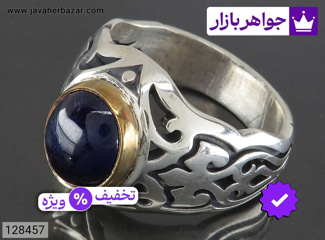انگشتر نقره یاقوت دامله خاص مردانه دست ساز تاج برنجی