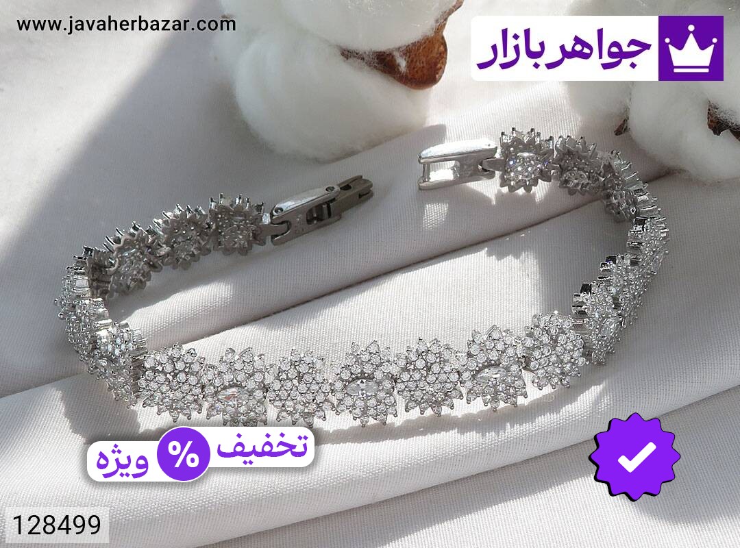 دستبند نقره طرح شکوفه زنانه