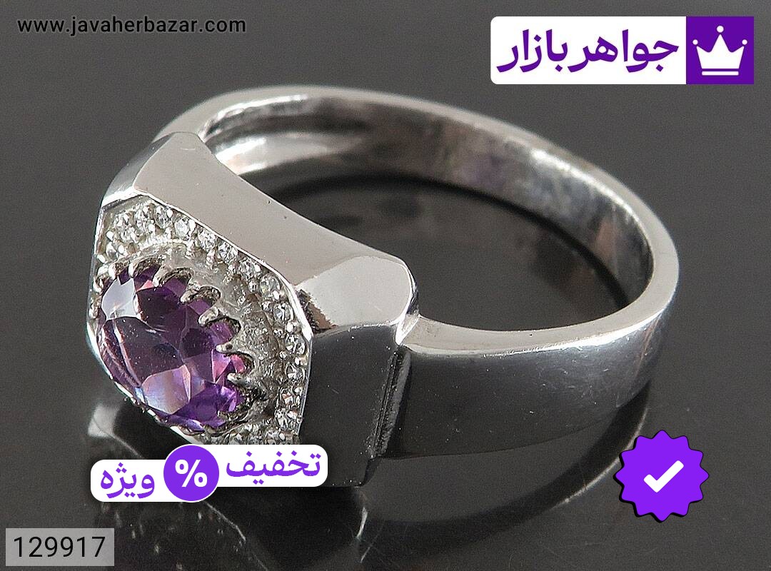 انگشتر آمتیست مردانه انگشتر نقره آمتیست مجلسی مردانه