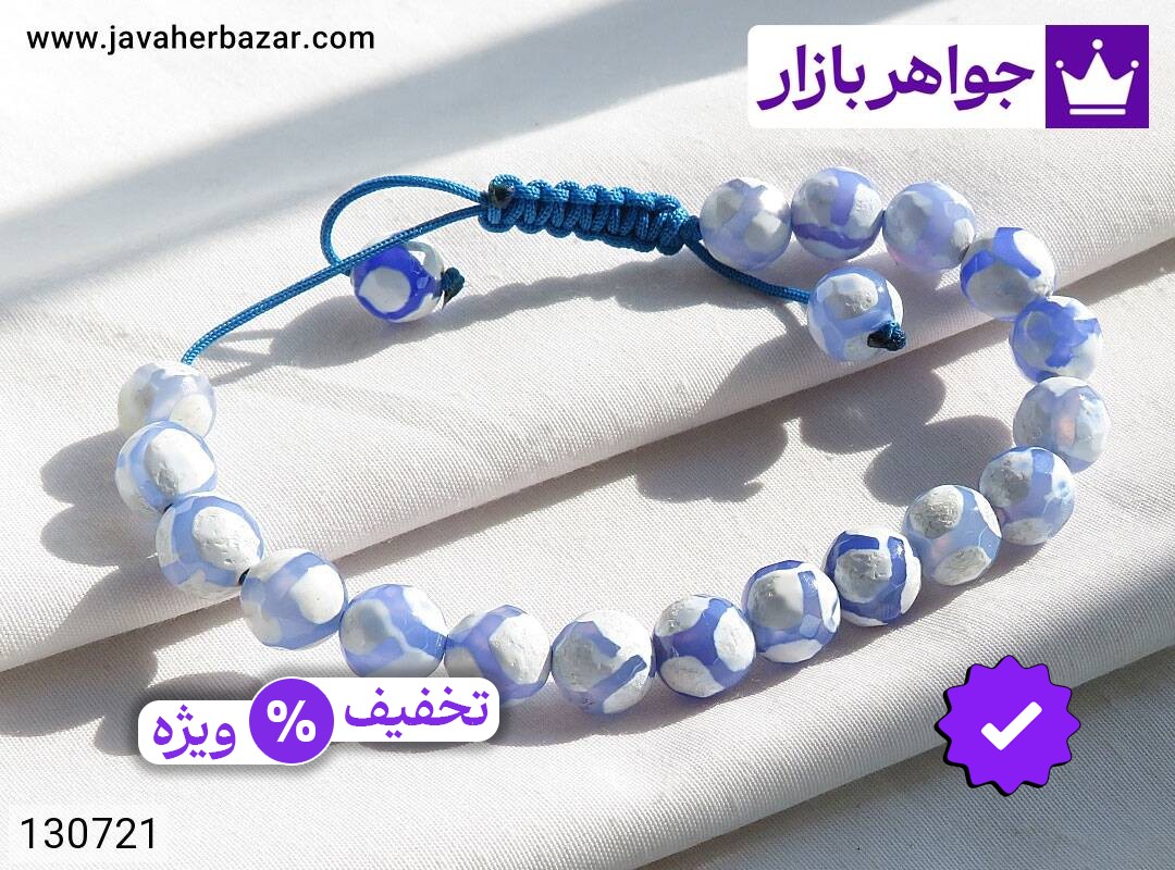 دستبند سنگ عقیق آبی با طراحی زیبا و خاص