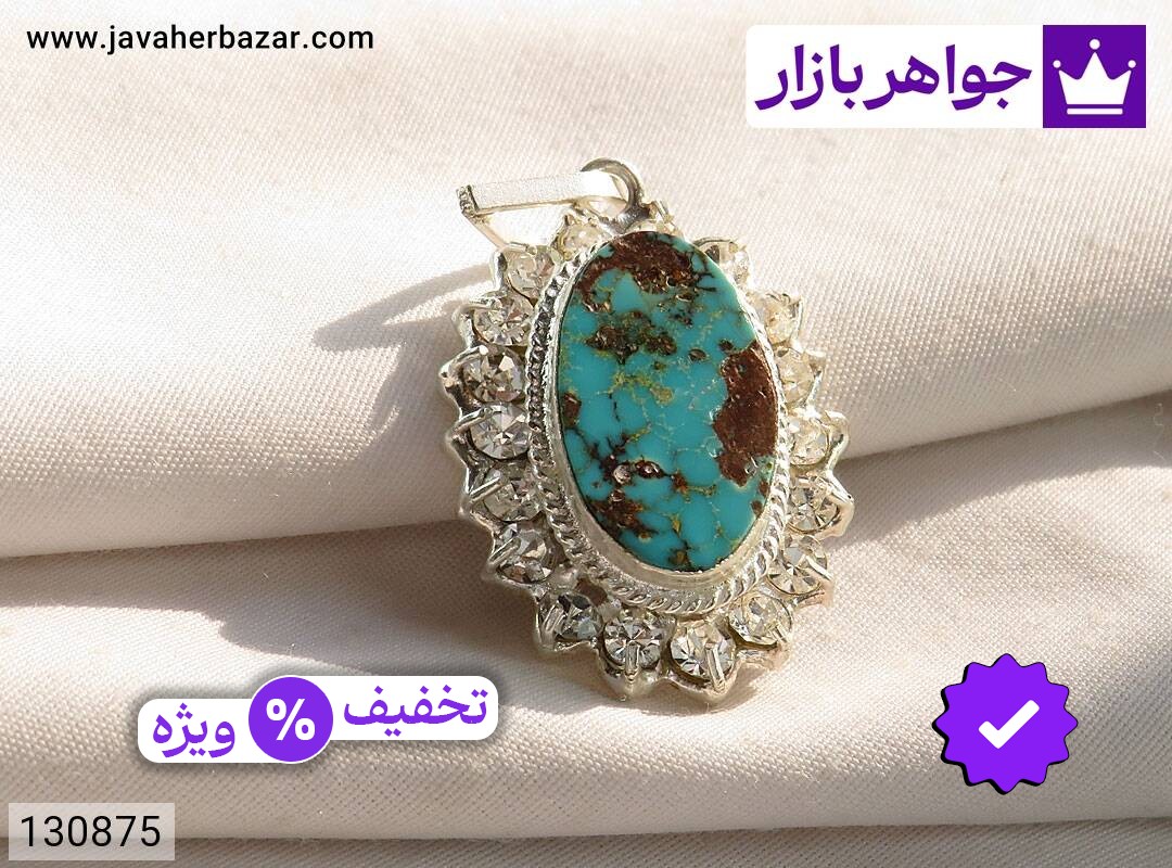 گردنبند نقره فیروزه نیشابوری خوش طرح زنانه