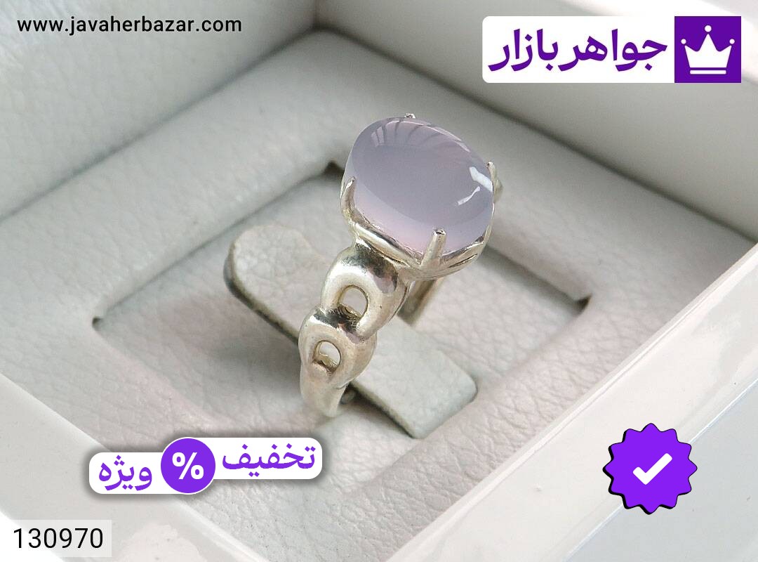 انگشتر نقره عقیق یمنی کبود طرح مریم زنانه