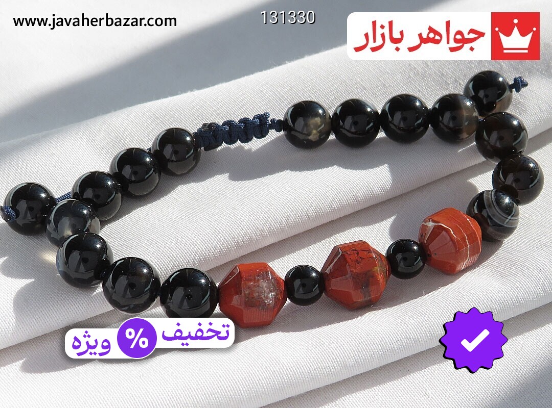 دستبند سنگی عقیق و جاسپر زنانه دستبند سنگی عقیق و جاسپر اسپرت زنانه