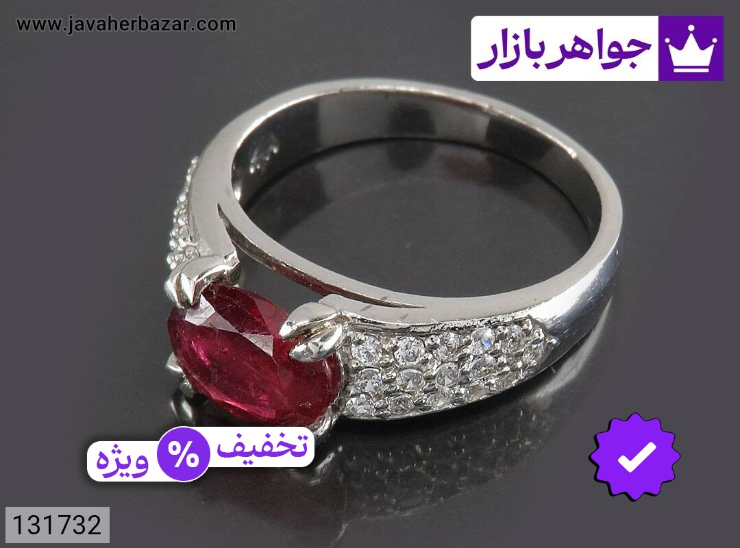 انگشتر یاقوت آفریقایی قرمز مردانه انگشتر نقره یاقوت آفریقایی قرمز خوشرنگ مردانه