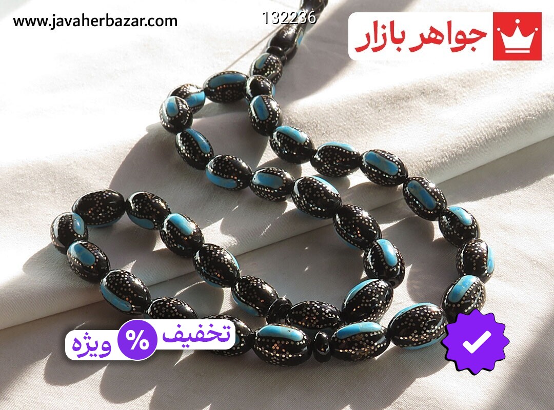 تسبیح فیروزه و یسر 33 دانه مرصع کاری
