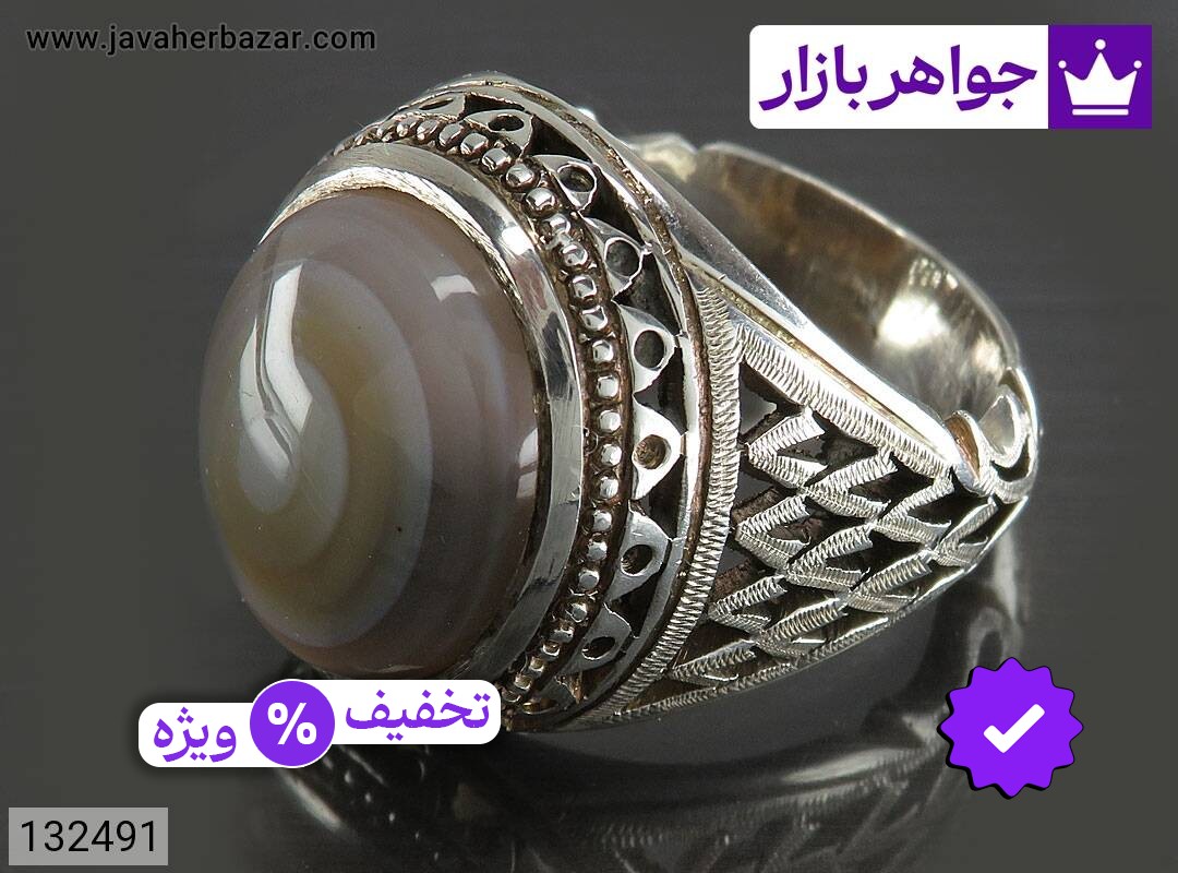 انگشتر نقره عقیق یمنی باباقوری مردانه دست ساز