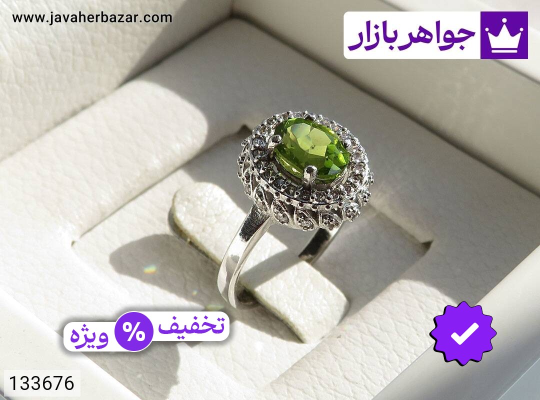 انگشتر نقره زبرجد طرح مهوش زنانه