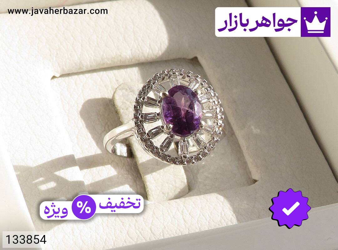 انگشتر نقره آمتیست طرح مارال زنانه