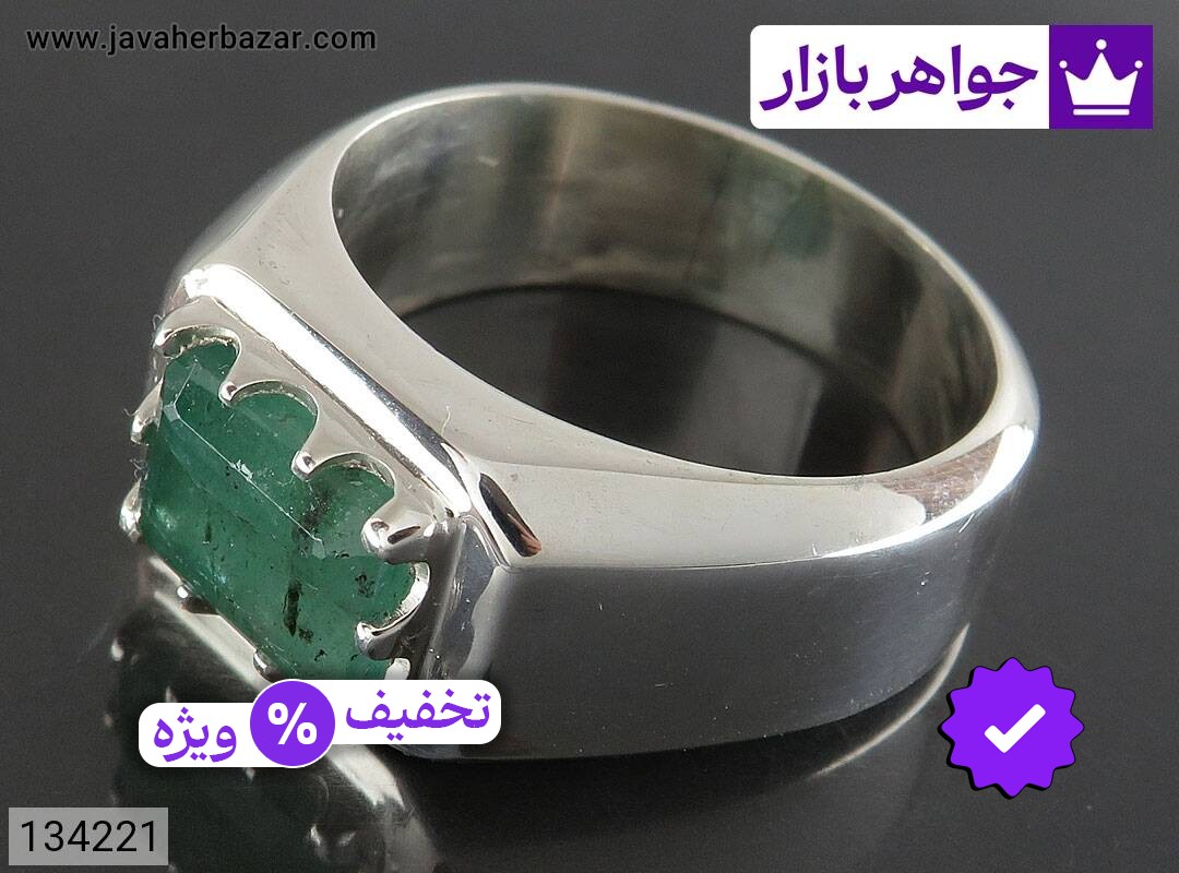 انگشتر نقره زمرد زامبیا شیک مردانه دست ساز