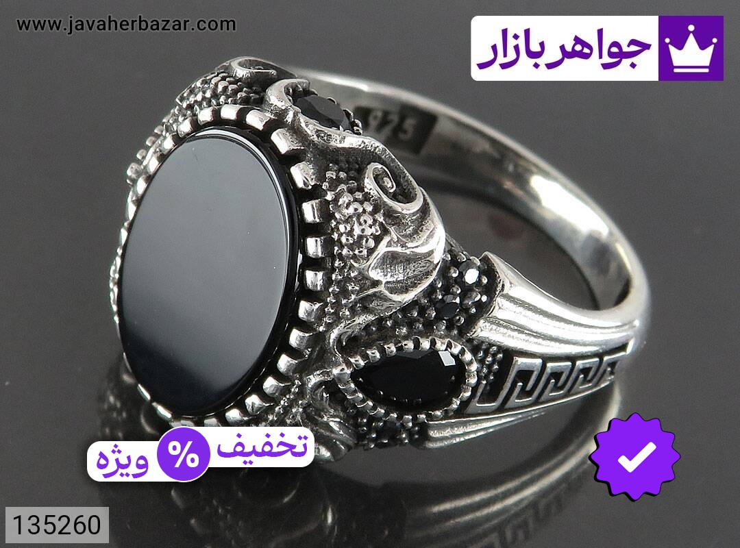 انگشتر نقره عقیق سیاه مردانه میکروستینگ