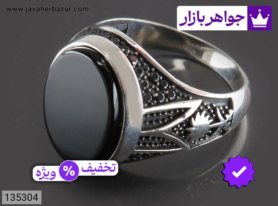 انگشتر نقره عقیق سیاه زیبا مردانه میکروستینگ