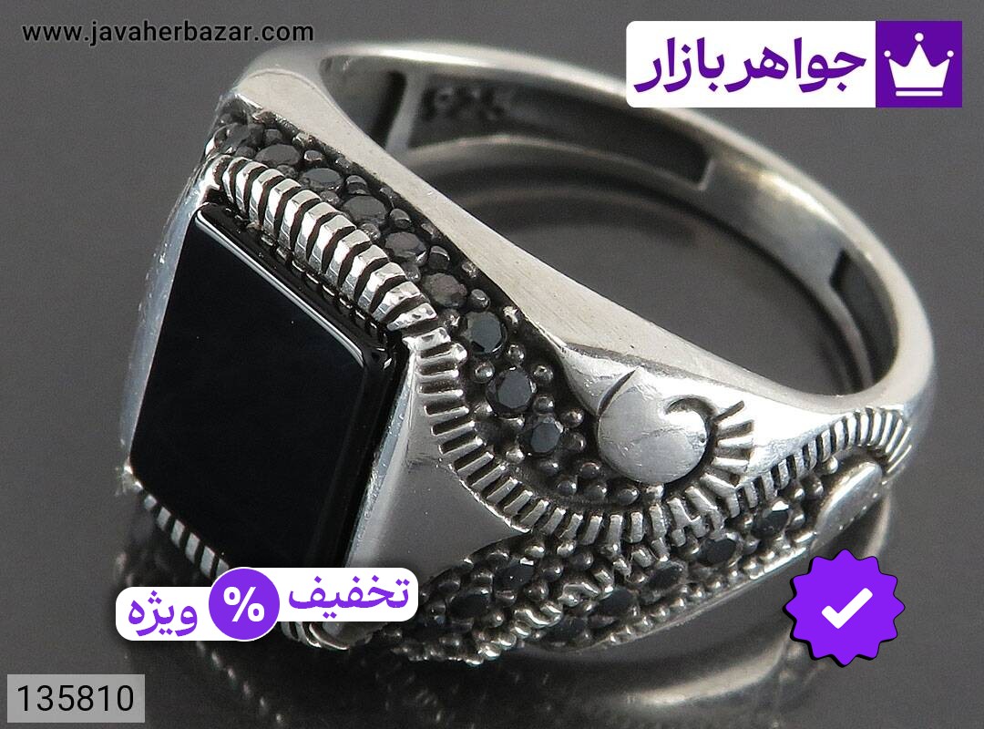 انگشتر نقره عقیق سیاه مردانه میکروستینگ