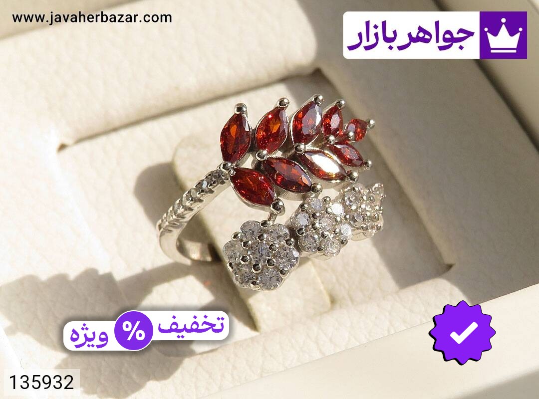 انگشتر نقره یاقوت سنتاتیک زنانه