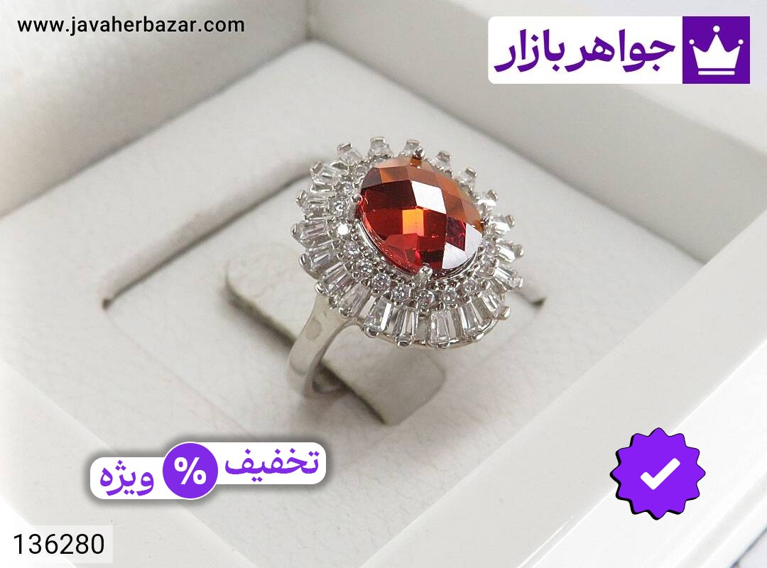 انگشتر نقره یاقوت سنتاتیک زنانه