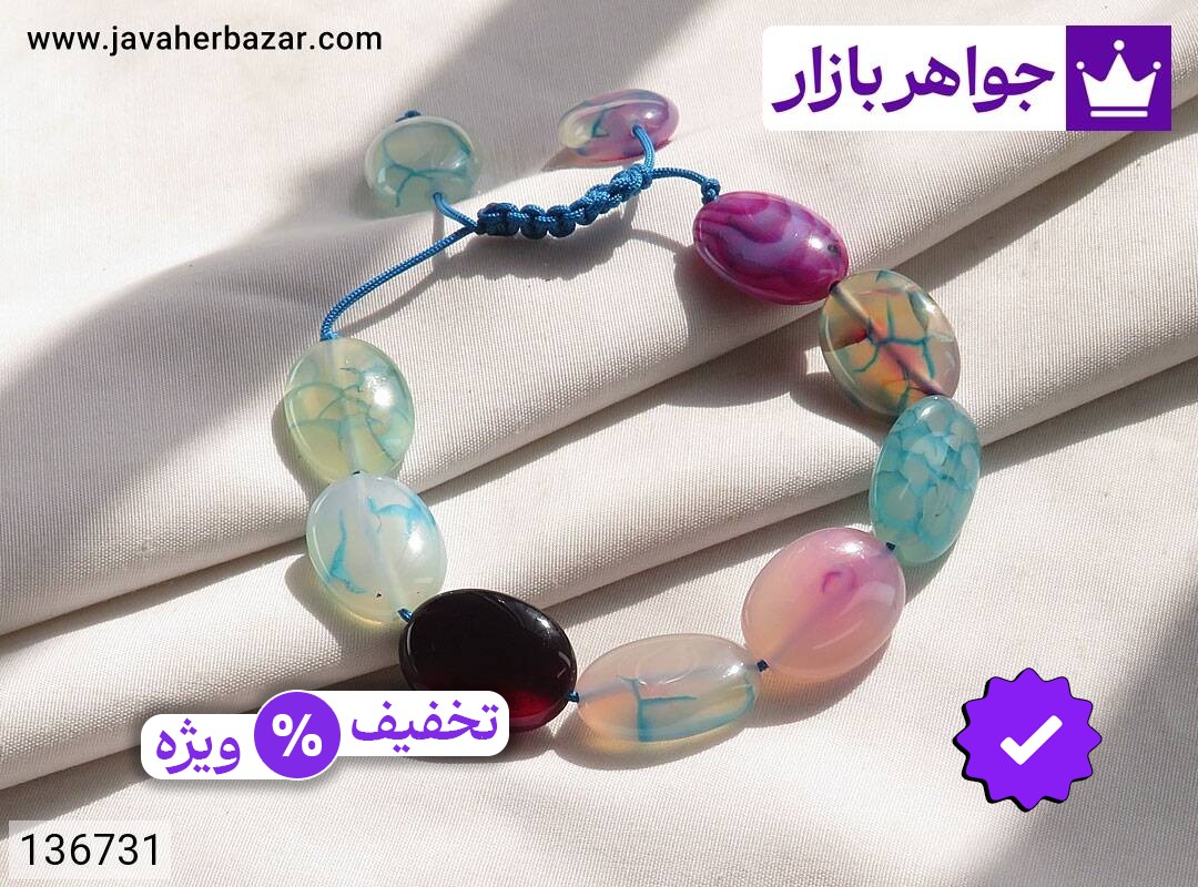 دستبند سنگی عقیق خوش طرح