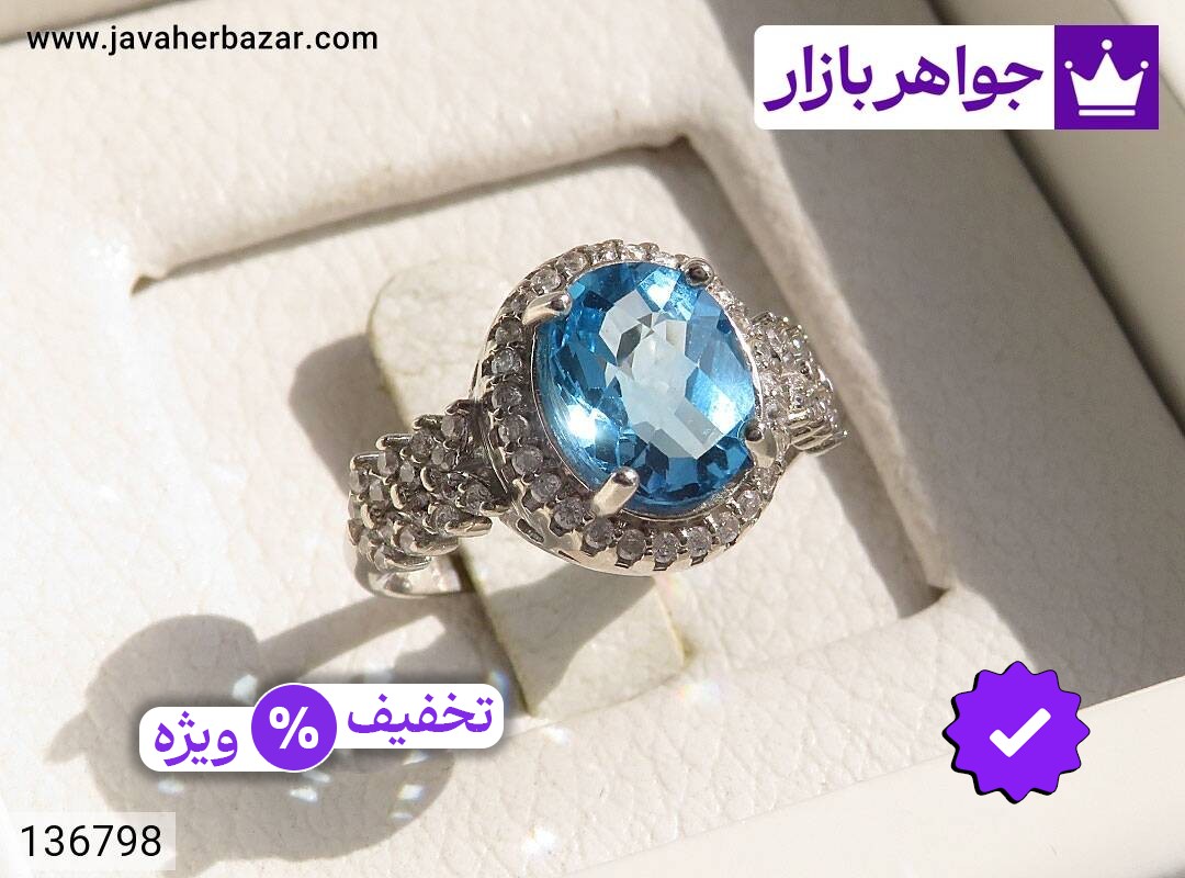 انگشتر نقره توپاز سوئیس طرح نسترن زنانه