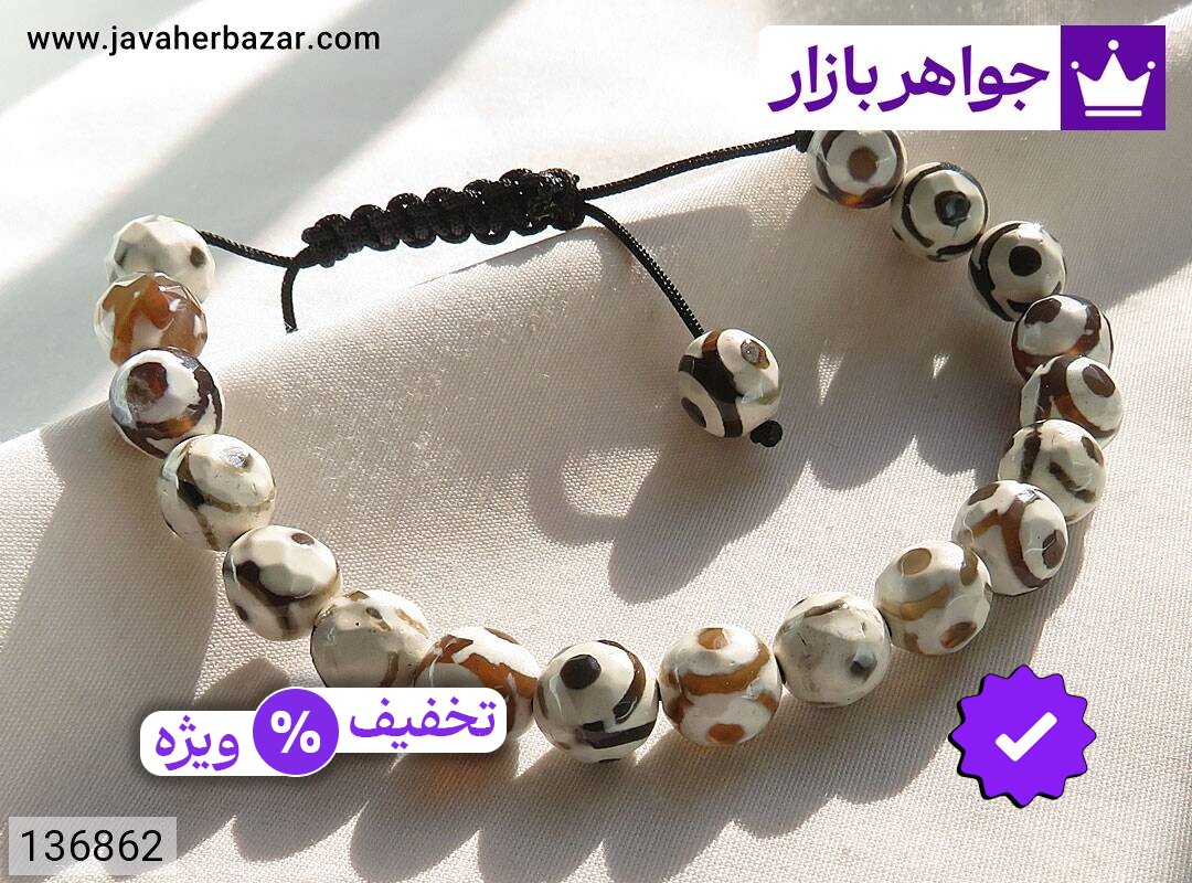 دستبند سنگ عقیق با طراحی چشم نظر بسیار خاص و زیبا