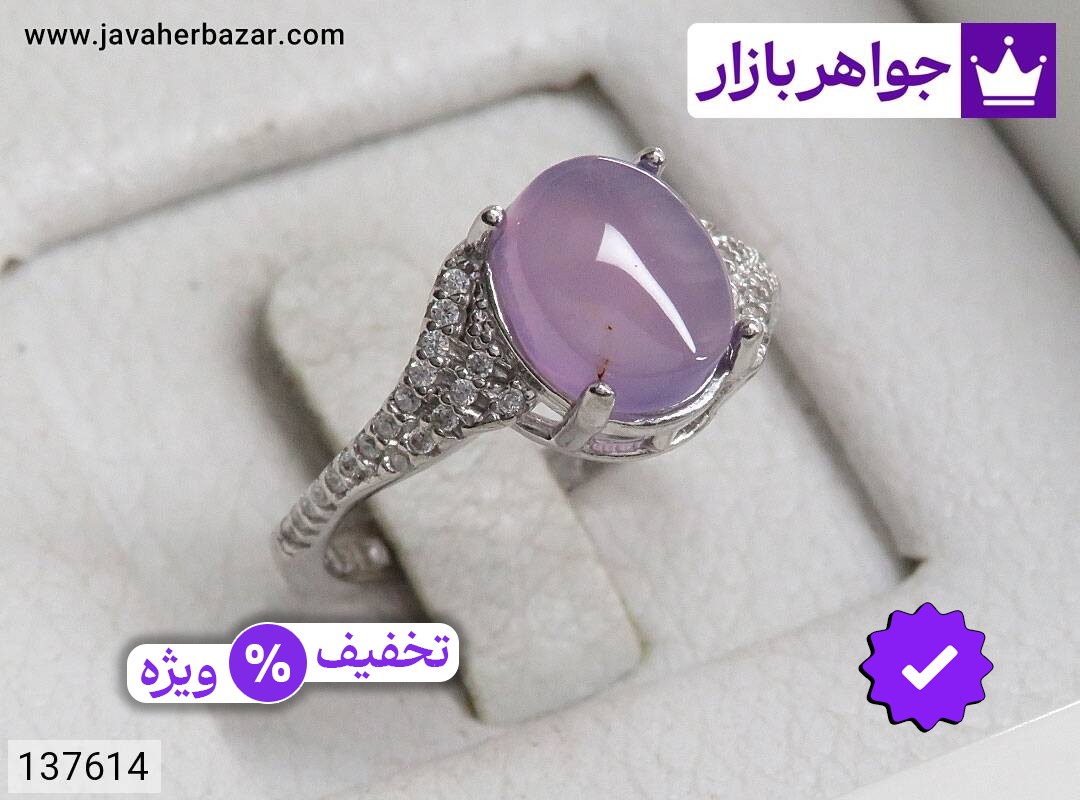 انگشتر نقره عقیق یمنی کبود زنانه