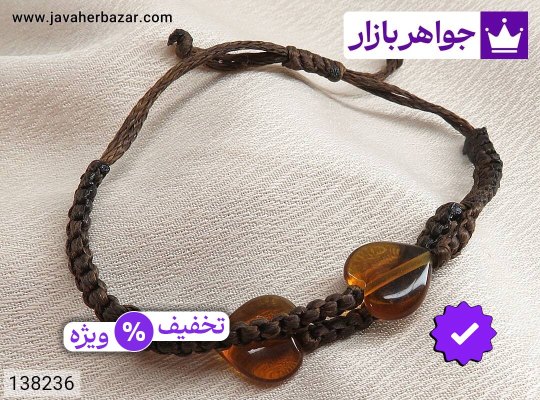 دستبند سنگی طرح کهربا زنانه