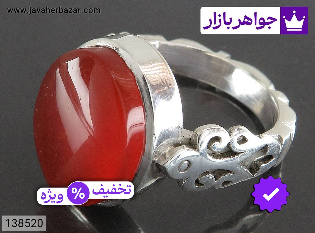 انگشتر نقره عقیق یمنی قرمز لوکس مردانه دست ساز