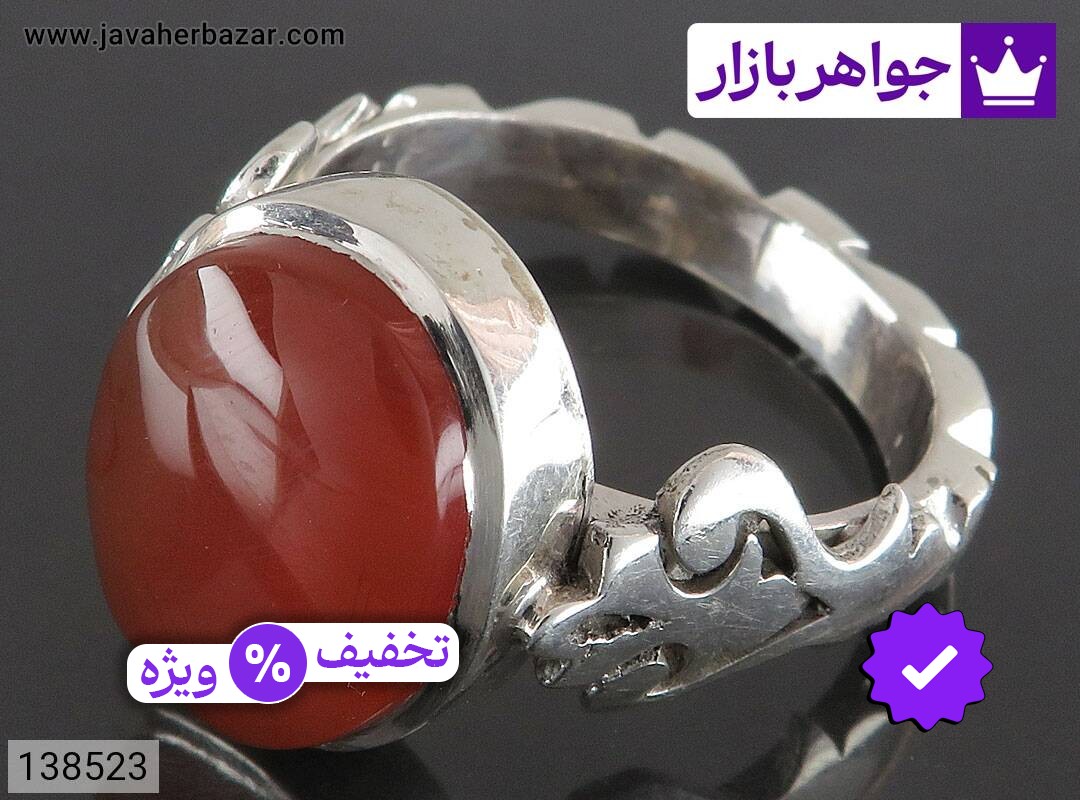 انگشتر نقره عقیق یمنی لوکس مردانه دست ساز