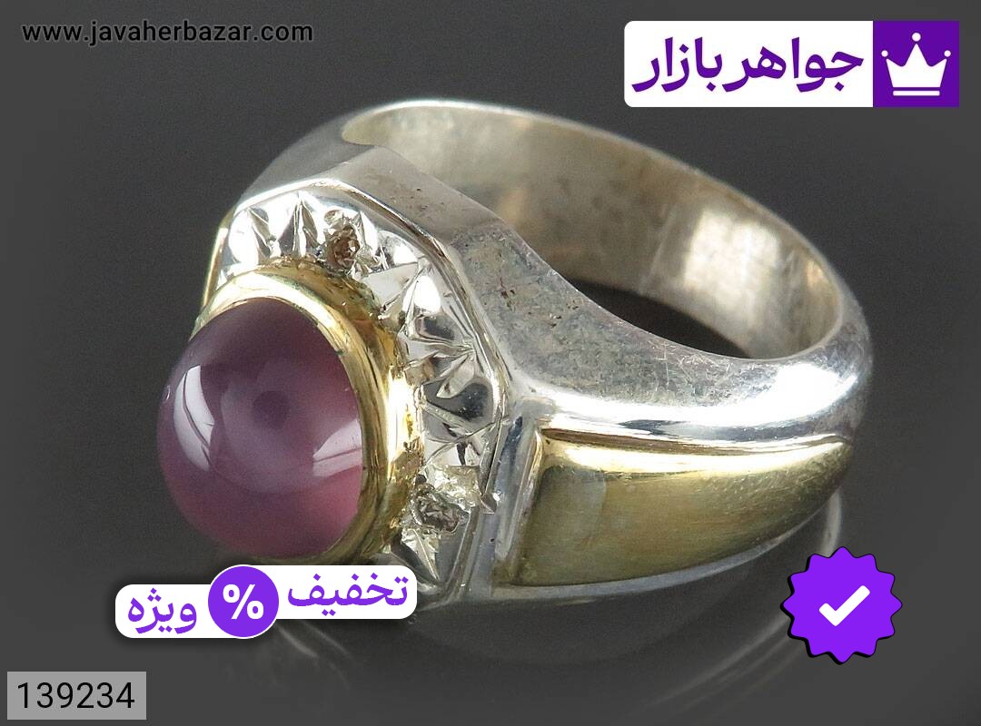 انگشتر عقیق یمنی مردانه انگشتر نقره عقیق یمنی سوسنی دامله مردانه دست ساز تاج برنجی با برلیان اصل