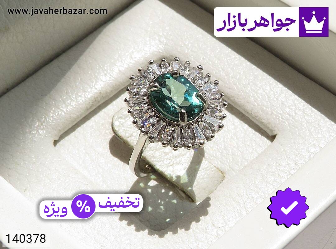 انگشتر نقره توپاز سبز زنانه