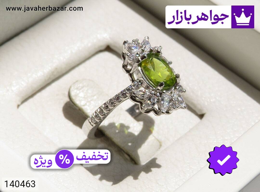 انگشتر زبرجد زنانه انگشتر نقره زبرجد خوشرنگ زنانه
